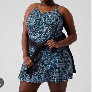 NWT Athleta blue print Infinity cross back romper dress, 1X